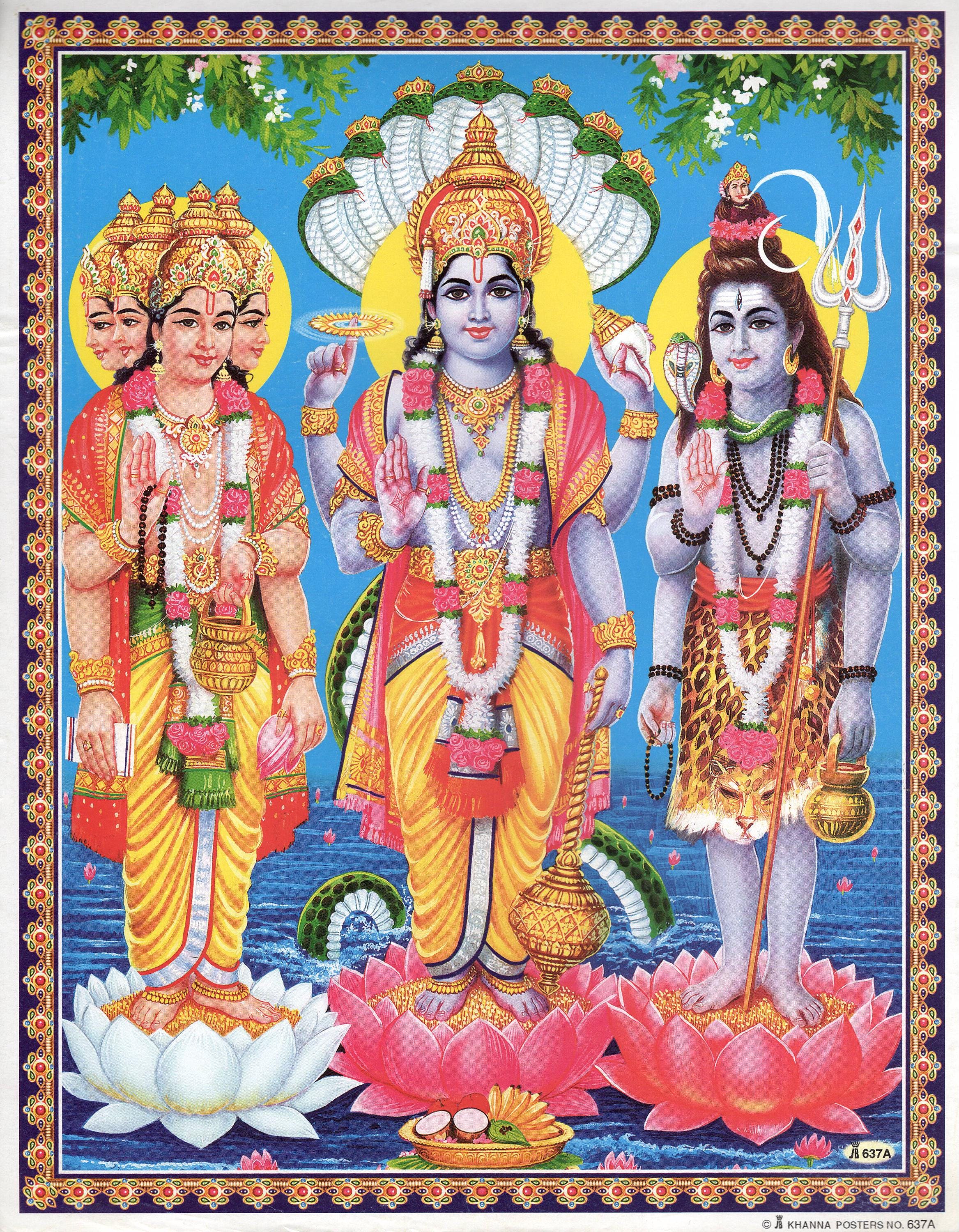 ヴィシュヌ…ビンテージスタイルのインドのヒンドゥー教のポスター