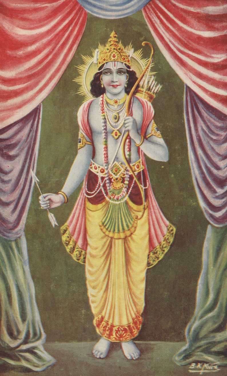 Rama - vintage Indian Hindu Devotional Print - Etsy