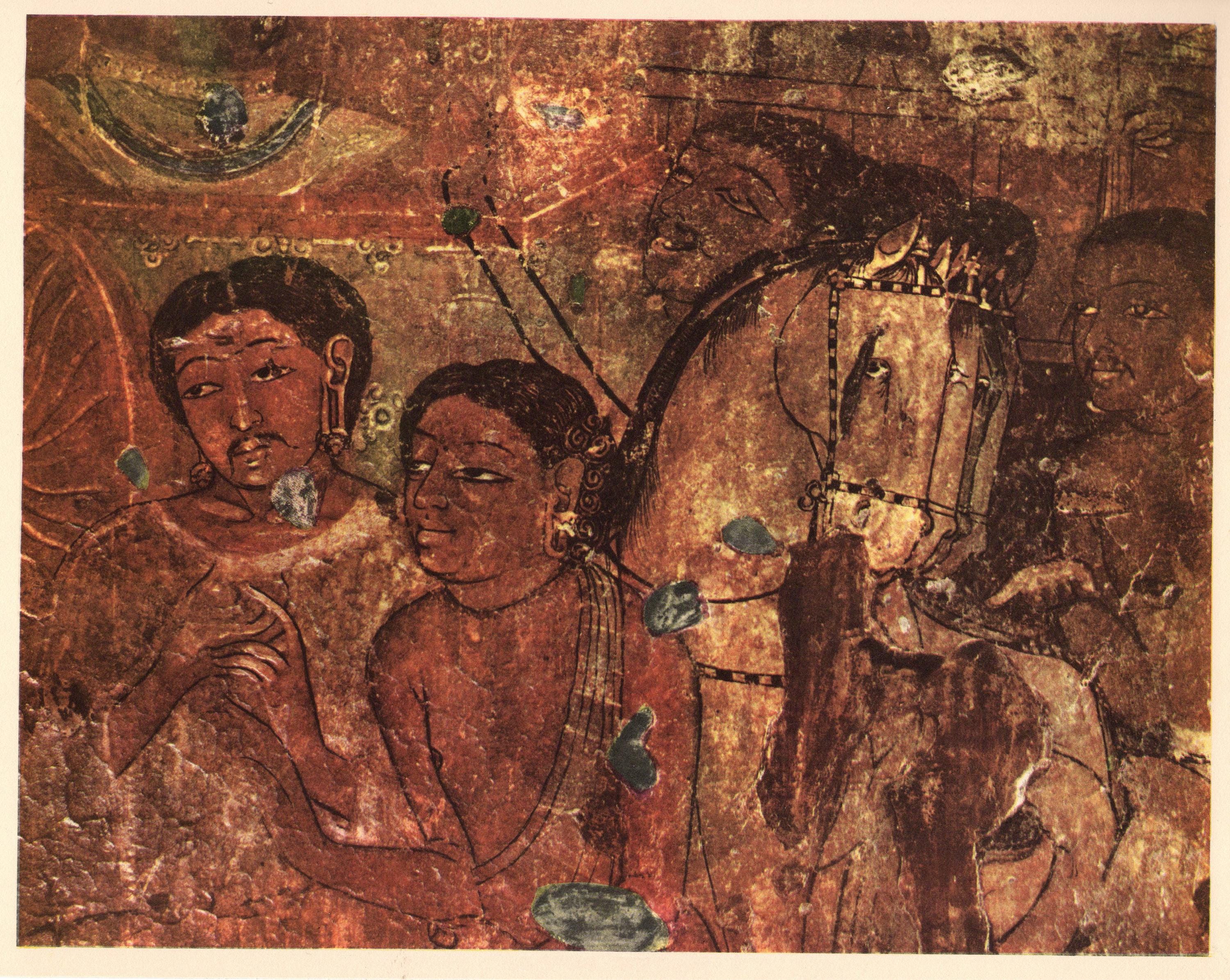 Ajanta Caves Painting, Prince Visvantara  Illustration From