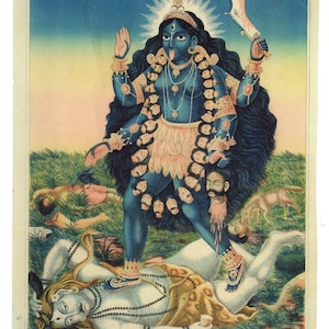 The Goddess Kali ... Contemporary reprint of vintage Indian painting.