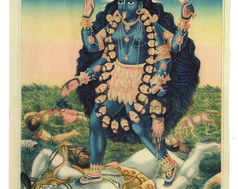 The Goddess Kali ... Contemporary reprint of vintage Indian painting.