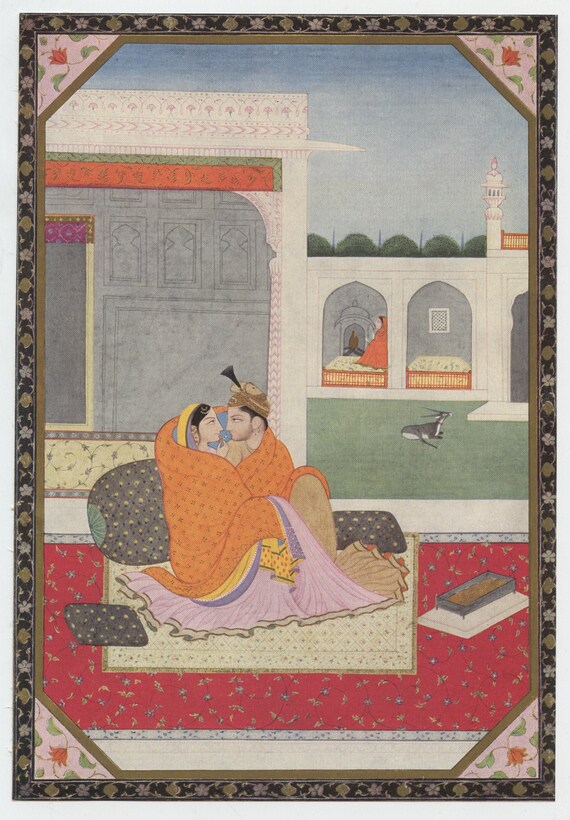 Fine Art Print India Miniature Painting Reproduction Vishnu with Lakshmi