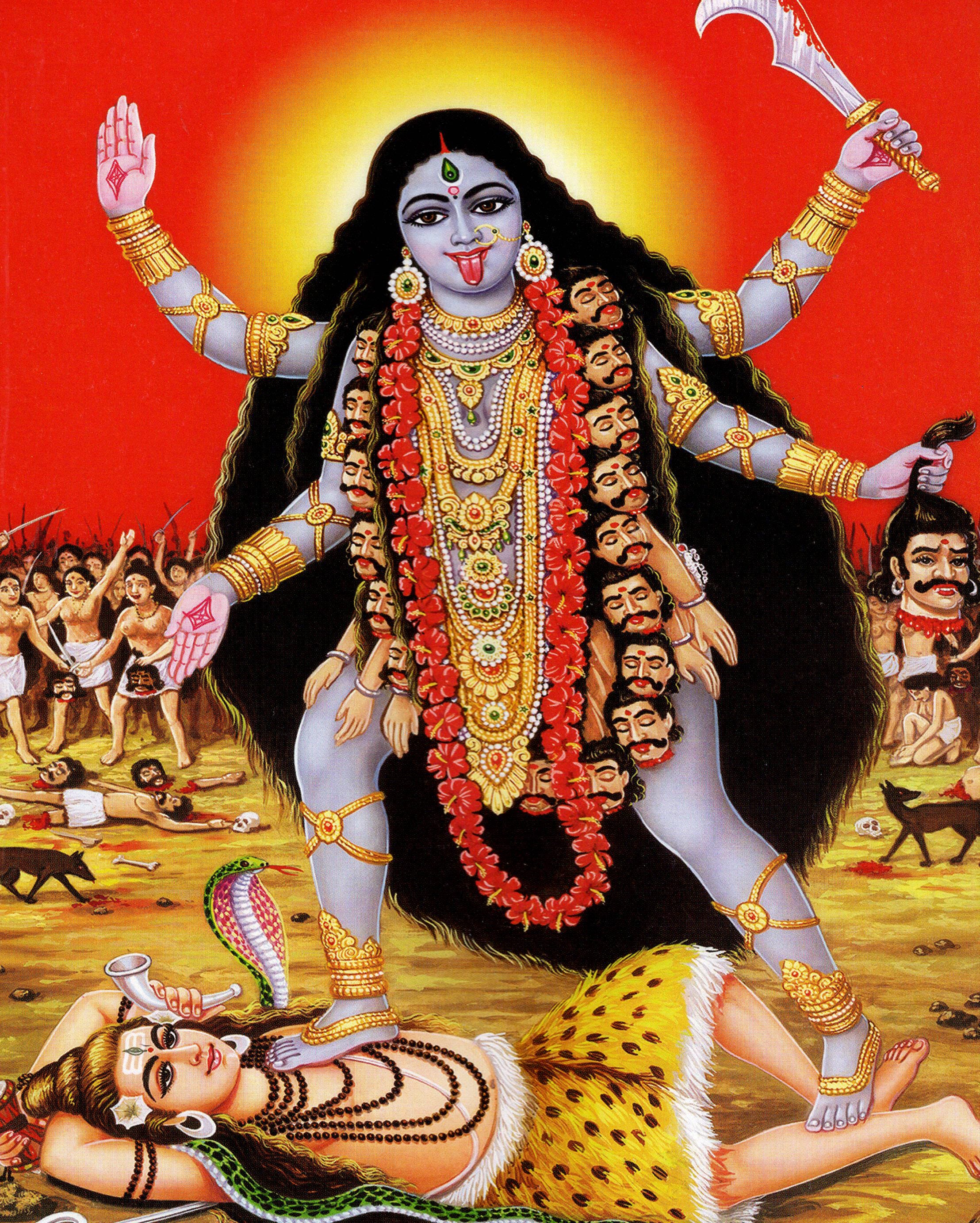 カーリー…ビンテージ スタイルのインドのヒンドゥー教の信仰のプリント