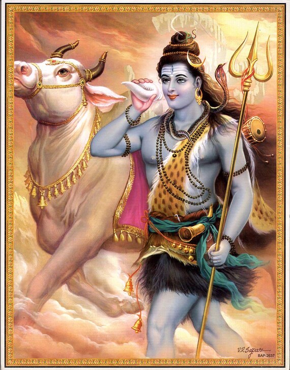 シヴァ…ビンテージスタイルのインドのヒンドゥー教の信仰のポスター