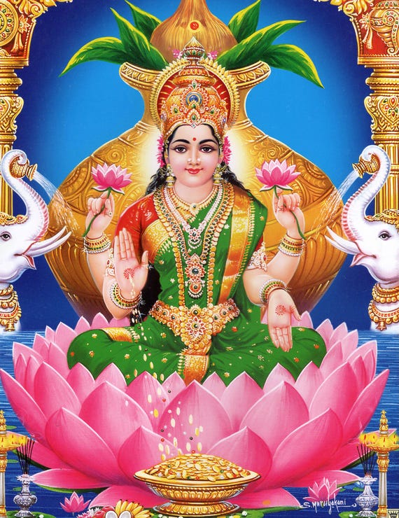 ラクシュミ…ヴィンテージスタイルのインドのヒンドゥー教の信仰の