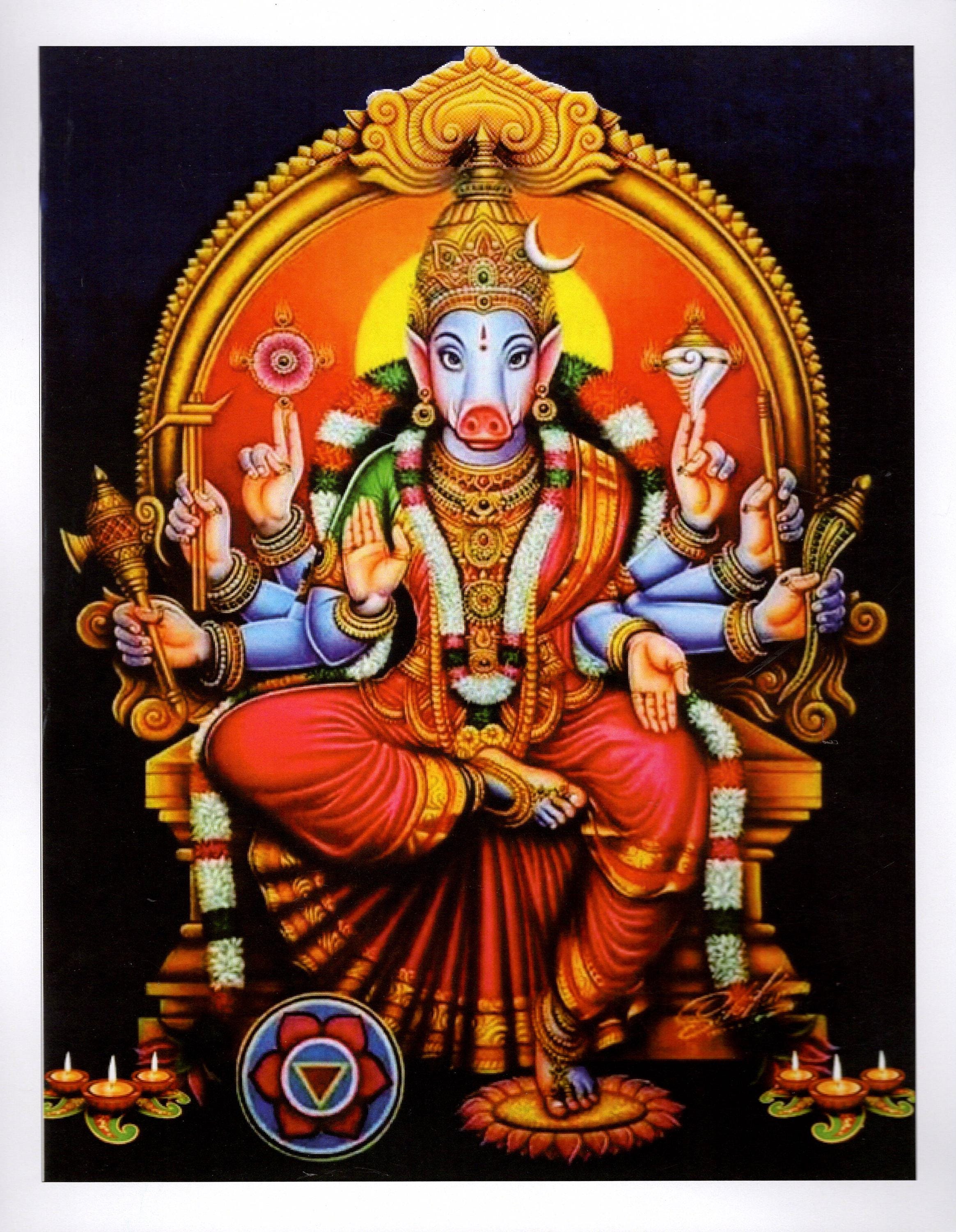 Vils Dea Sri Maha Varahi - Cornice Portafoto Religiosa In Legno E Plastica Con Supporto, 14x20 Cm, Benedizione Divina Per Pooja E Regalo - 2