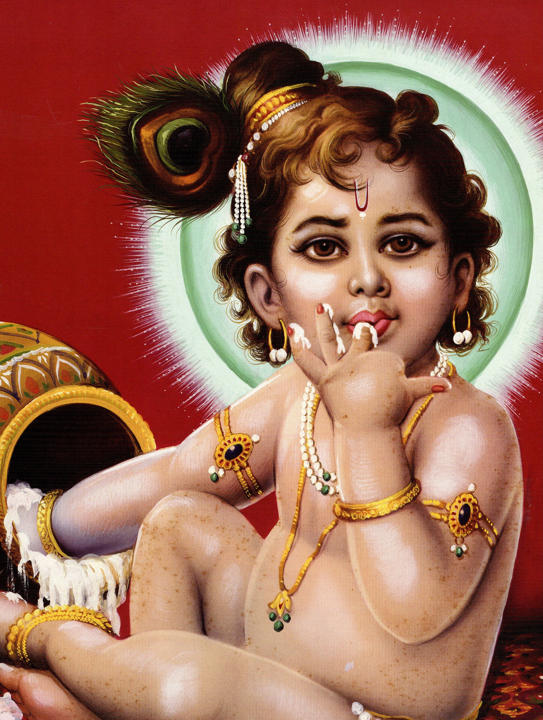 Indian Kajol Nude - Lord Krishna large Vintage-style Indian Hindu Devotional - Etsy Denmark