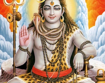 シヴァの祝福…ヴィンテージスタイルのインドのヒンドゥー教の信仰の