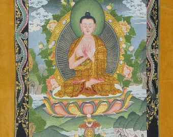 The Buddha - Very Large Tibetan Thanka silk cloth machine embroidery.