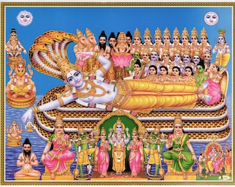 Vishnu ... Vintage-style Indian Hindu poster print