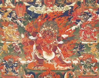 Heruka & Krodeshvari - Contemporary print of vintage Tibetan thanka.