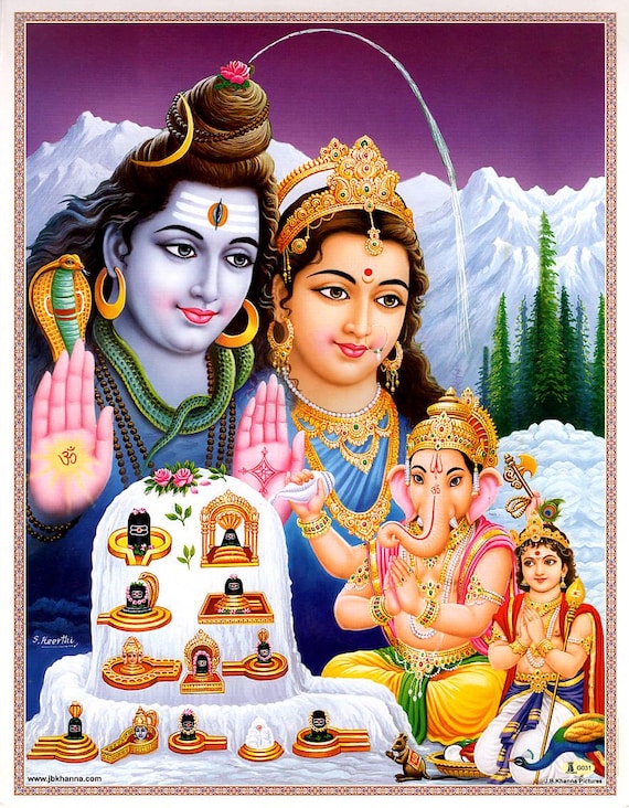 シヴァとパールヴァティ…ビンテージスタイルのインドのヒンドゥー教の