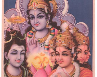 The Trimurti ... Contemporary reprint of vintage Indian print.