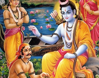 Rama ...  Large Vintage-style Indian Hindu Devotional Print.