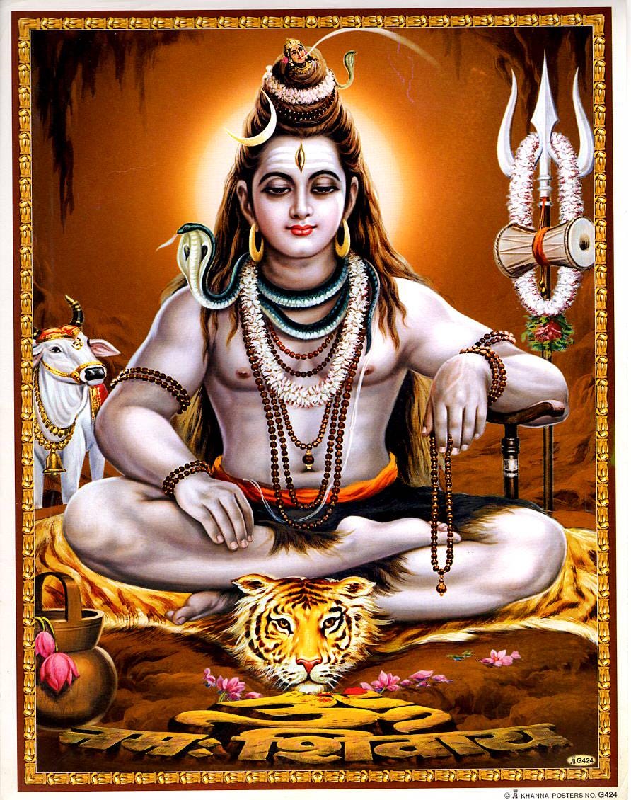 シヴァ…ビンテージスタイルのインドのヒンドゥー教の信仰のポスター