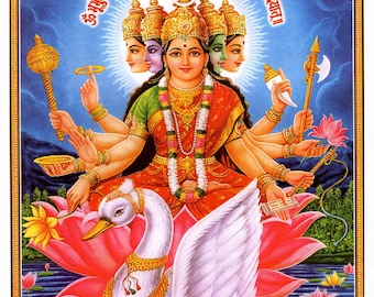 Sri Gayatri ... Vintage-style Indian Hindu devotional poster print