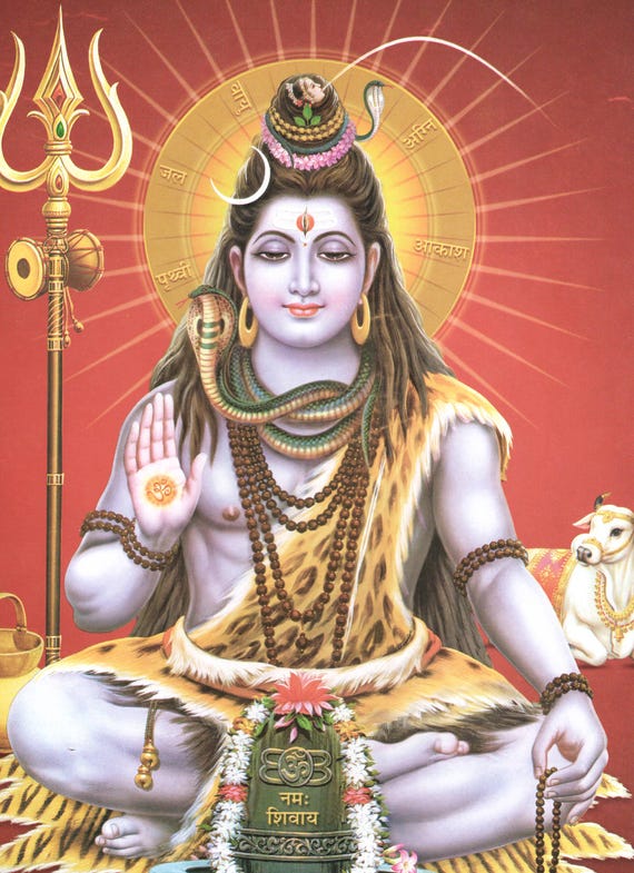 シヴァビンテージスタイルのインドのヒンズー教の信仰のポスター