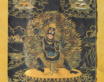 Vajrapani - Very Large Tibetan Thanka silk cloth embroidery.