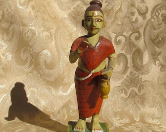 Vishnuite Holy Man ... Wooden painted statue.