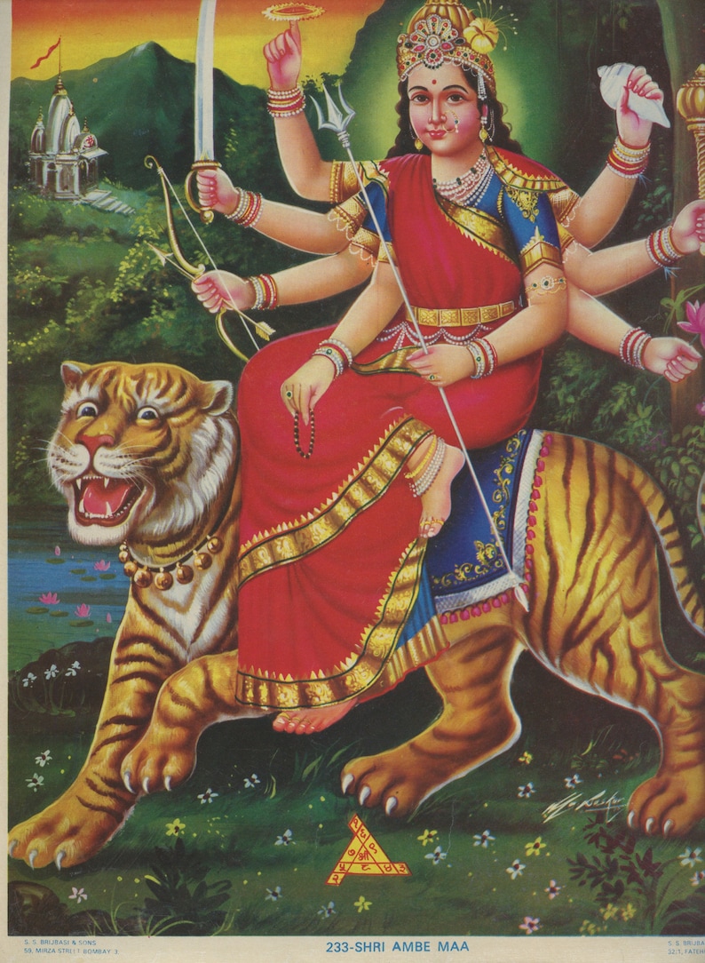 Ambaji ... Shree Ambe Maa Vintage Indian Hindu Devotional - Etsy