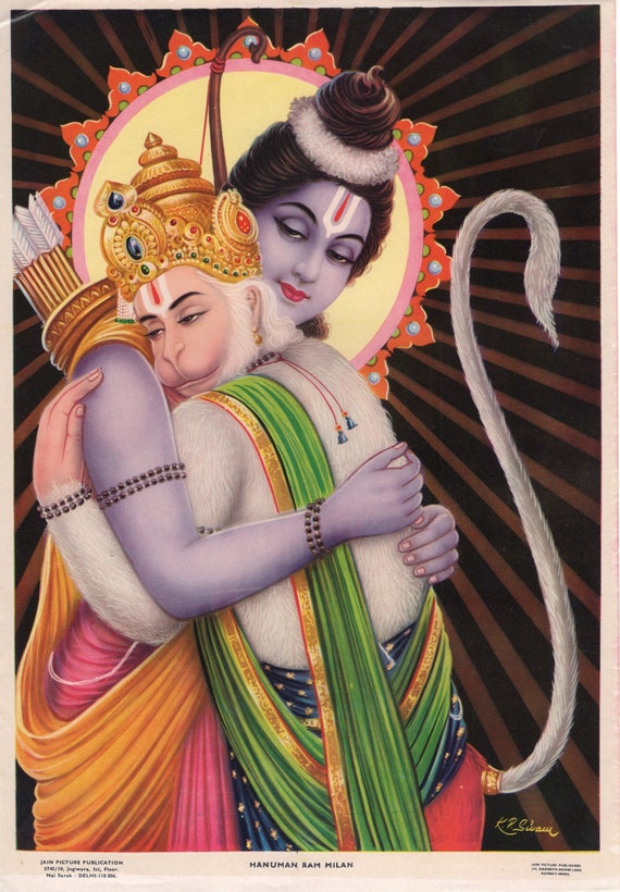 Hanuman Ram Milan Large Vintage Indian Devotional Print - Etsy Singapore Hanuman Ram Milan Large Vintage Indian Devotional Print - Etsy Singapore