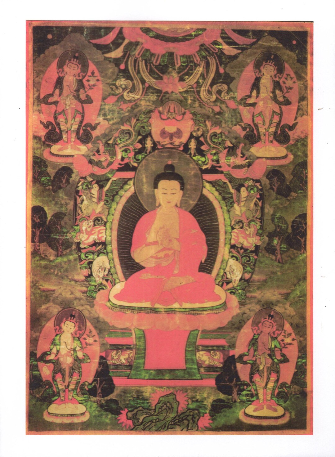 仏陀 - ヴィンテージのチベットタンカの現代版画。 - Etsy 日本