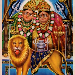Kali art, Chamunda ... Large Vintage Indian devotional print