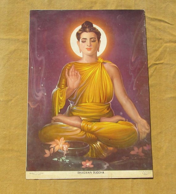 Buddha  Large Vintage Indian Devotional Poster Print - Etsy