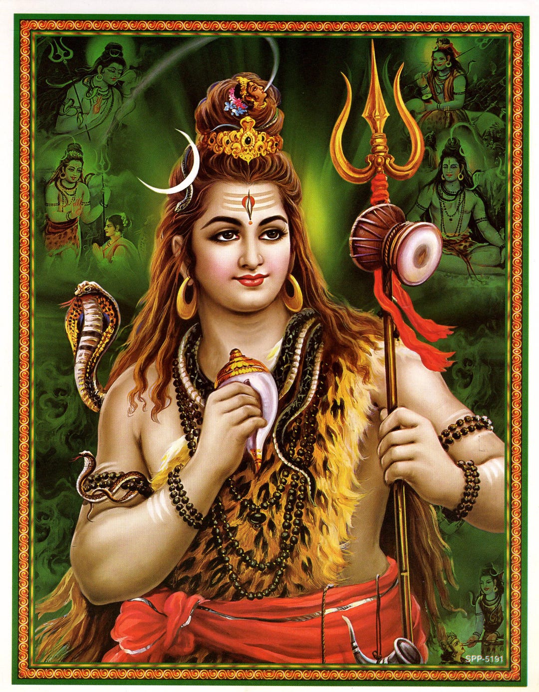 シヴァ…ビンテージスタイルのインドのヒンドゥー教の信仰のポスター