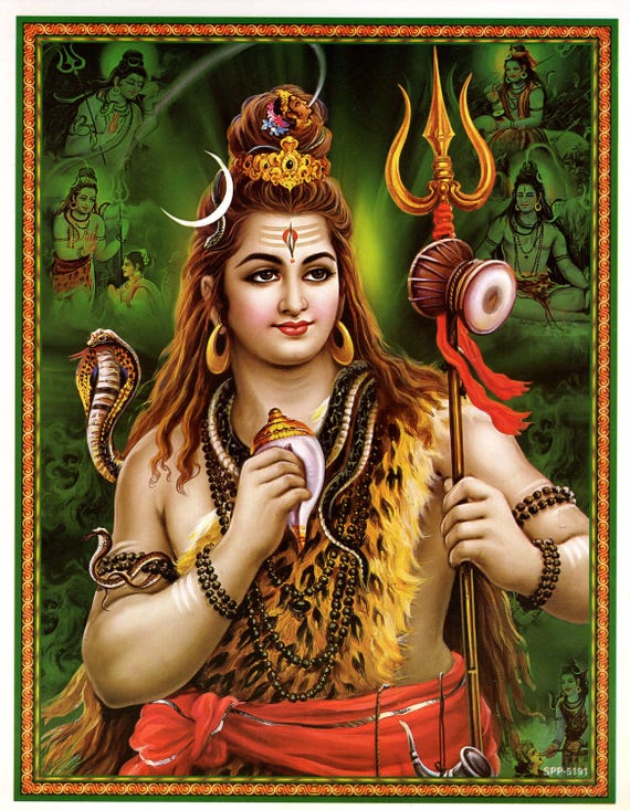 シヴァ…ビンテージスタイルのインドのヒンドゥー教の信仰のポスター