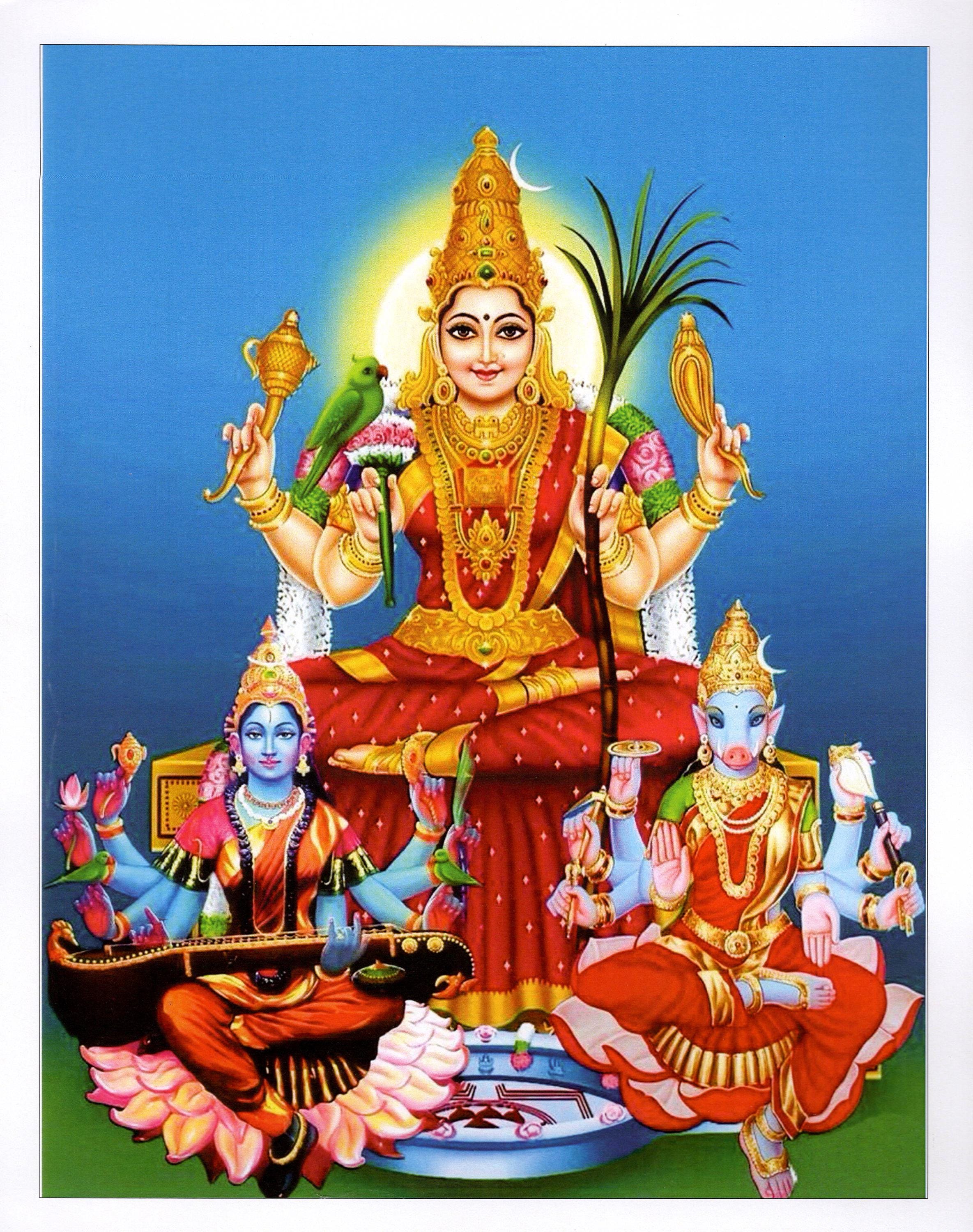 三人の女神ビンテージ スタイルのインドのヒンドゥー教の宗教的な