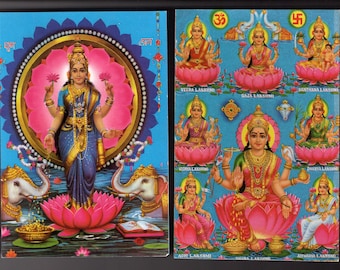 Vintage Indian Postcards x2 - Lakshmi.