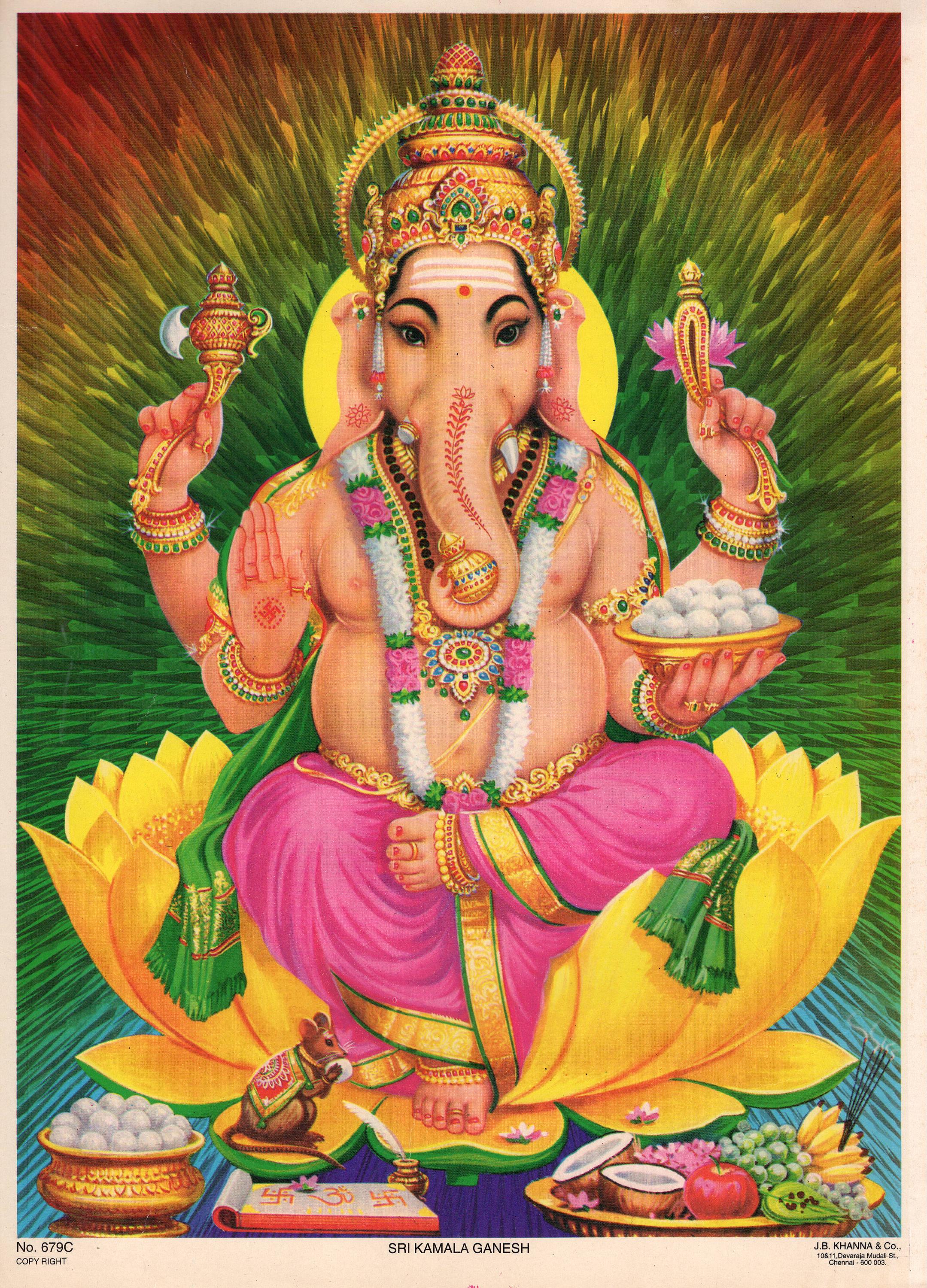 Indien Hindouisme Lord Ganesha Imprimé Mural Pendant Coton Tapisserie