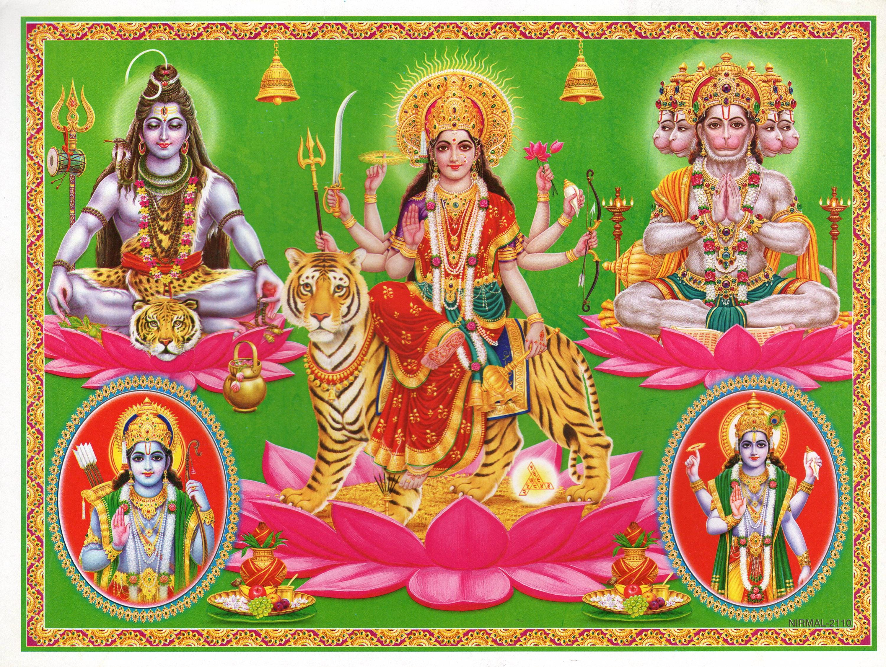 Durga  Vintage-style Indian Devotional Print - Etsy Hong Kong