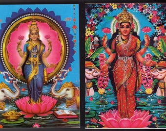 Vintage Indian Postcards x2 - Lakshmi.