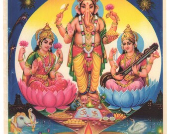 Ganesh ... Large contemporary reprint of vintage Indian print.