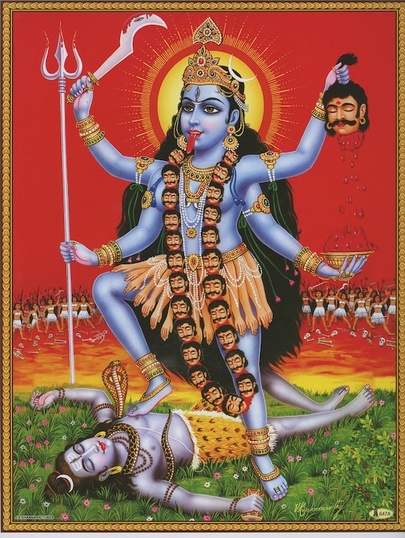 Kali art kali vintage style indian hindu devotional print etsy