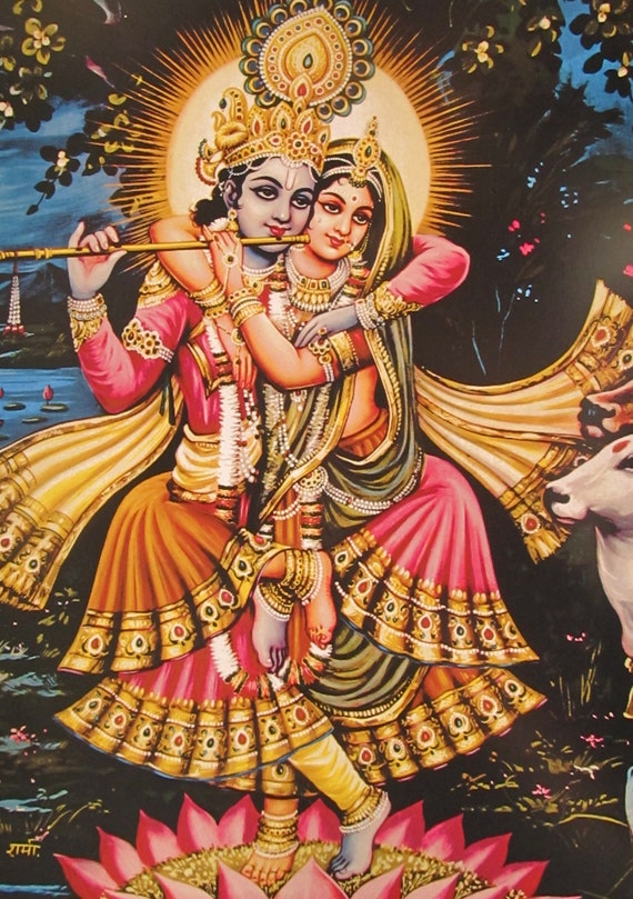 クリシュナとラーダー/チャイタンヤ - 大型ヴィンテージスタイル