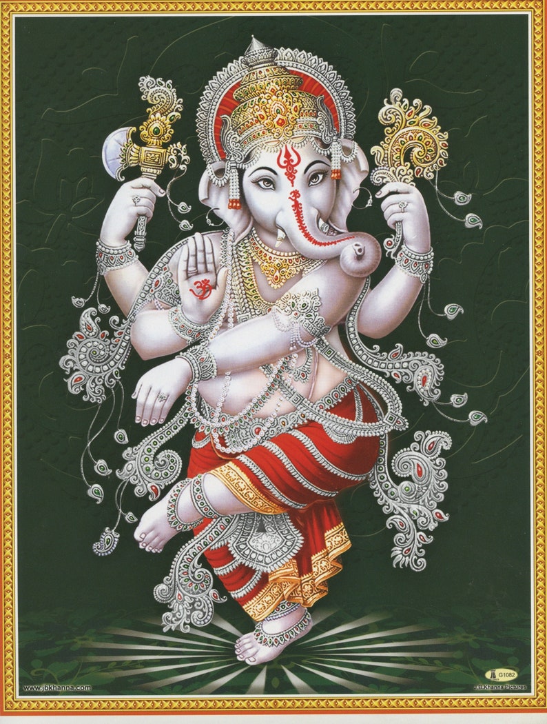Ganesh ... impression daffiche dévotionnelle hindoue indienne de style vintage image 1