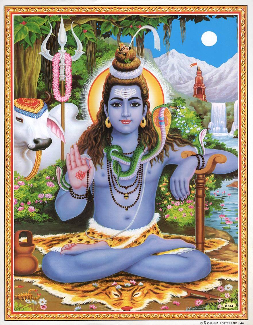 シヴァの祝福…ヴィンテージスタイルのインドのヒンドゥー教の信仰の