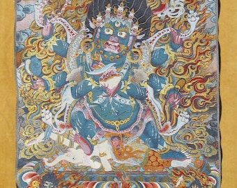 Mahakala - Very Large Tibetan Thanka silk cloth machine embroidery.