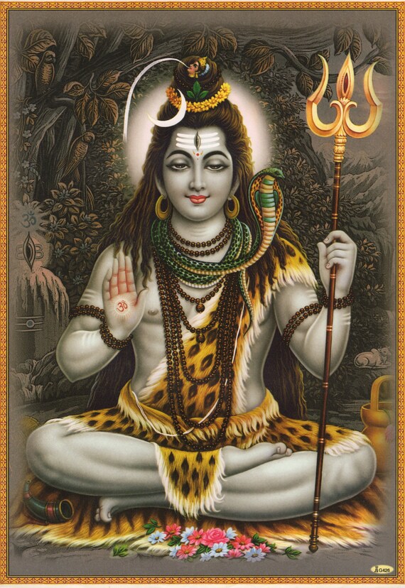 Shiva Large Vintagestyle Indian Hindu Devotional Poster Etsy