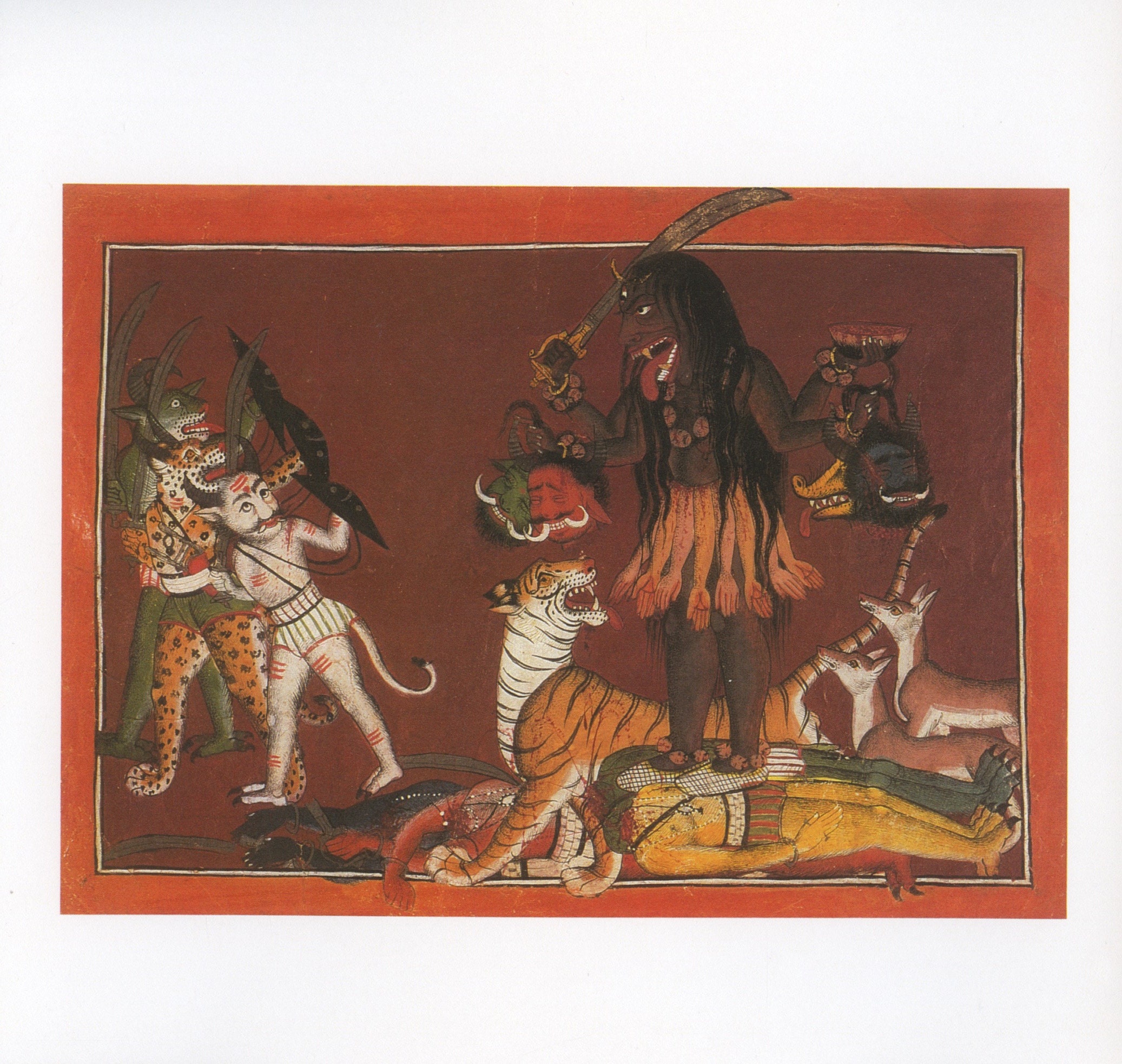 悪魔を倒すカーリー…インドのヴィンテージ絵画の現代版復刻版。 - Etsy