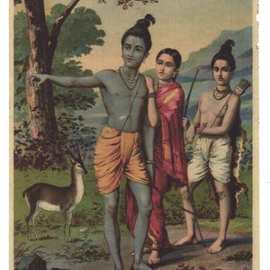 Rama Dwelling in the Forest ... Contemporary reprint of vintage Indian print.