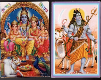 Vintage Indian Postcards x2 - Shiva.