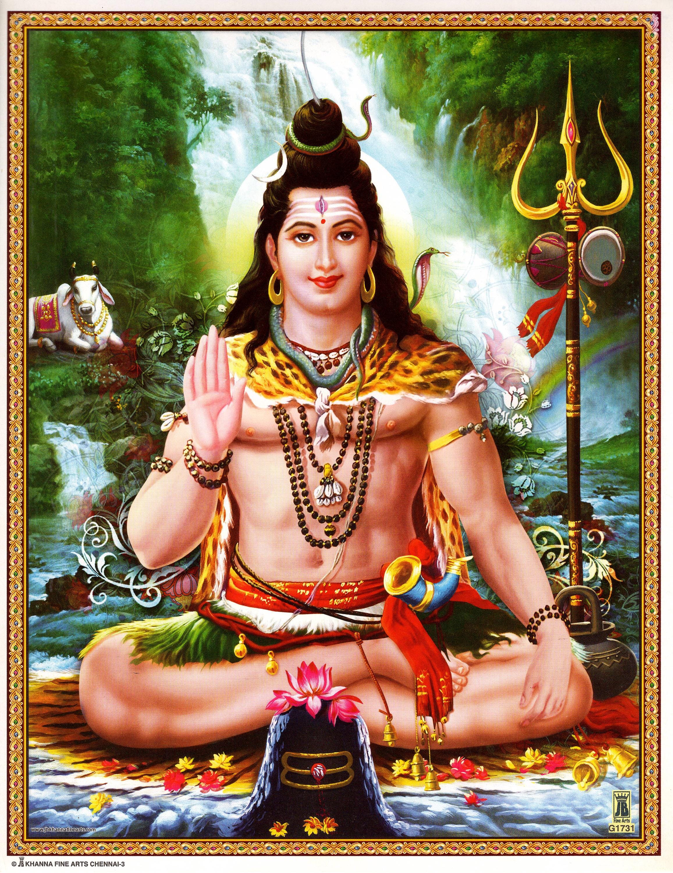 シヴァの祝福…ヴィンテージスタイルのインドのヒンドゥー教の信仰の