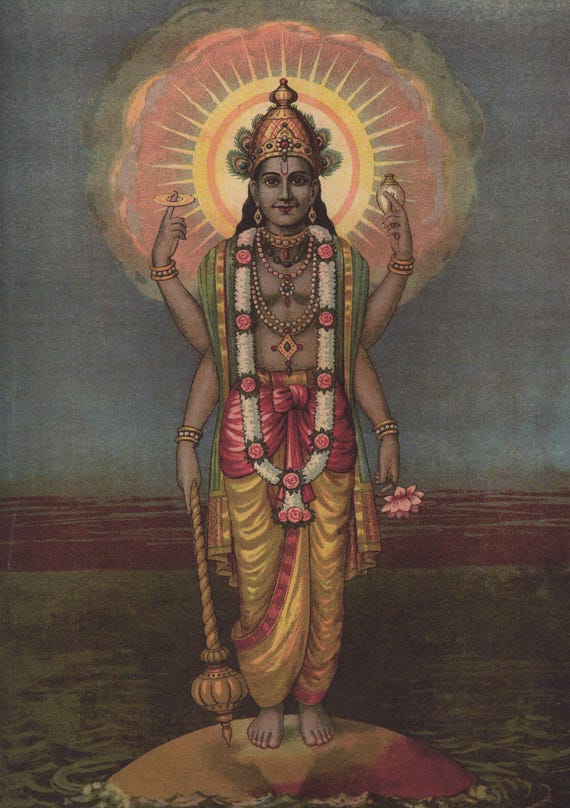 ヴィシュヌ - 大型ヴィンテージスタイルのインドのヒンドゥー教