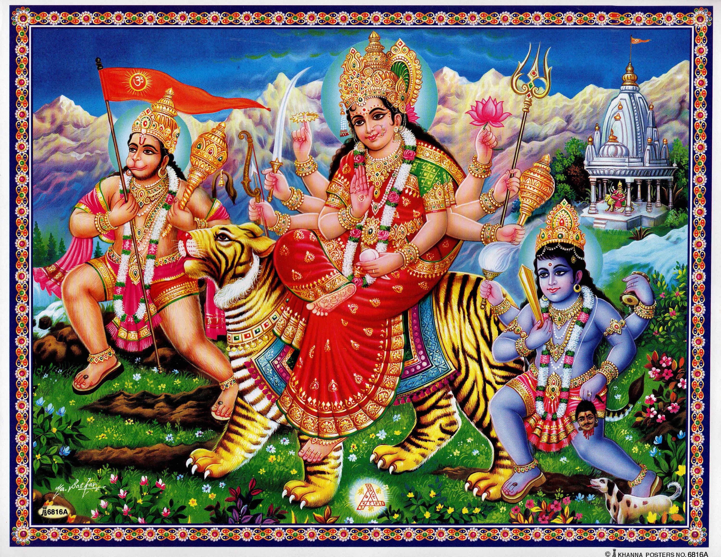 Durga  Vintage-style Indian Devotional Print - Etsy