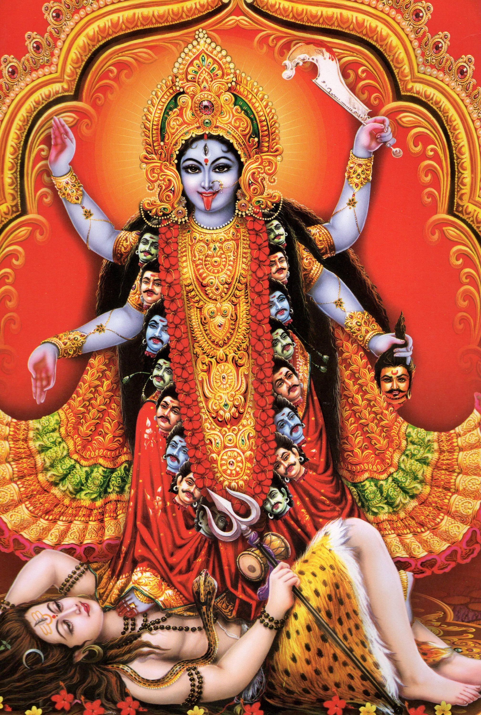 カーリー…ヴィンテージスタイルの大きなインドのヒンドゥー教の信仰の