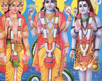 ヴィシュヌ…ビンテージスタイルのインドのヒンドゥー教のポスター